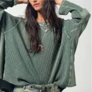 Free People NWT Oversized One Blake Thermal Top With Long Sleeves size XS
